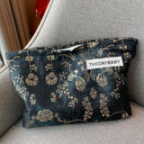 Golden floral double fabric embroidery makeup storage bag