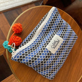 BLUE CHERRIES handmade weaving DELICATE makeup bag