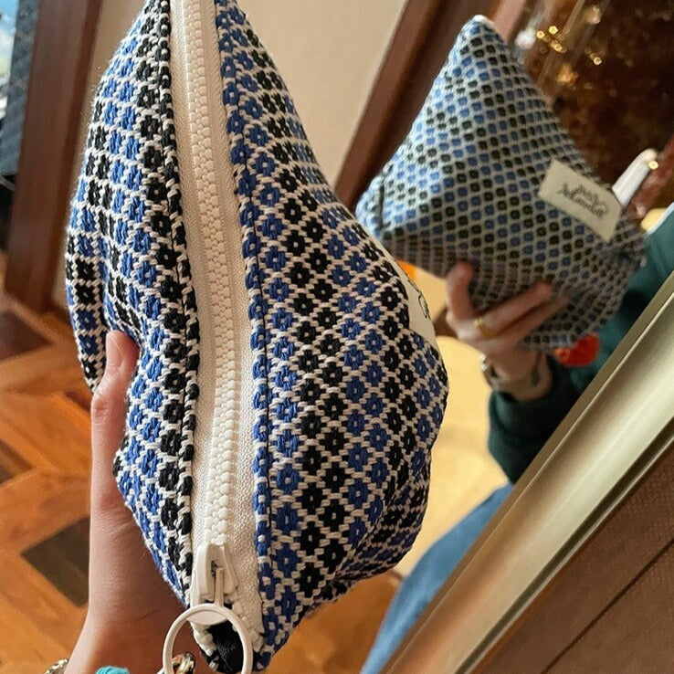 BLUE CHERRIES handmade weaving DELICATE makeup bag